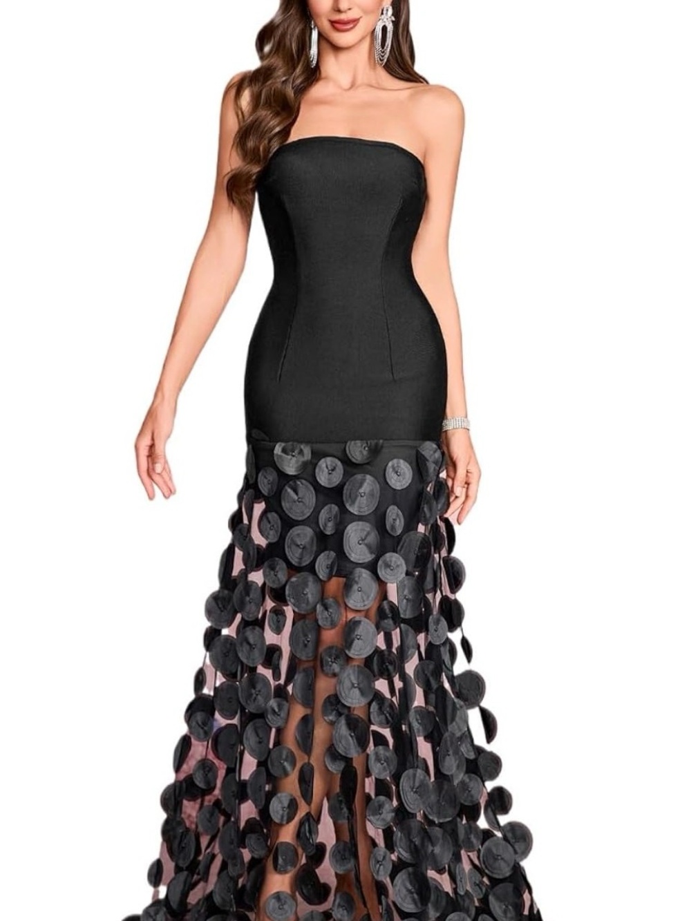 Women’s Natural Strapless  Dress Bustier Slim Black Top